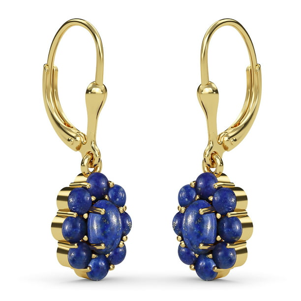 Lotus Designer Rose Quartz Drop Earrings Handmade 14K Gold Plated Jewelry